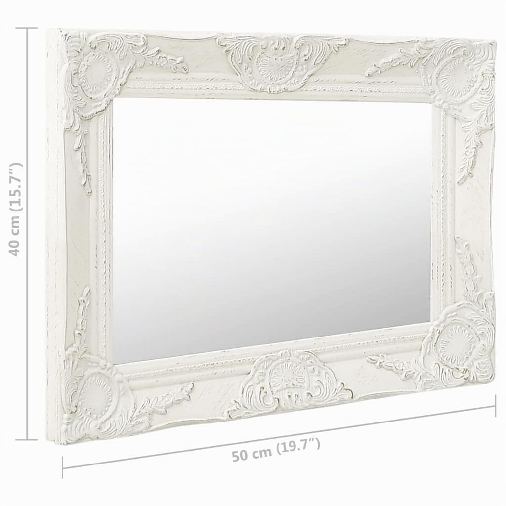 vidaXL Espejo de Pared Estilo Barroco Blanco 50x40 cm