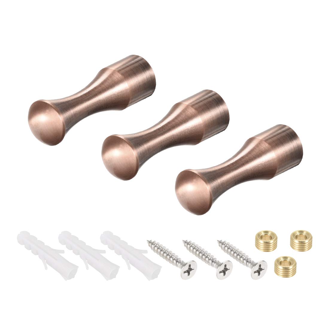 sourcing map Gancho de pared para toalla de baño, ganchos para colgar en la pared, 14 x 45 mm (DXL) de cobre cepillado, 3 unidades
