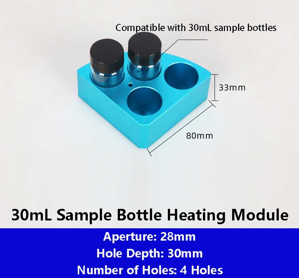 Bloque calefactor de baño seco de aluminio for botellas de muestras de laboratorio: módulo de calentamiento rápido con resistencia a altas temperaturas(30mL)