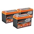 Enjoybot 12V 100Ah LiFePO4 Lithium Battery, 100A BMS Deep Cycle Battery with Low Temp Cut Off, Up to 6 in Series, Peak Current 350A for Golf Cart, RV, Trolling Motor, Electric LSVs, UTVs, ATVs(3 Pack)