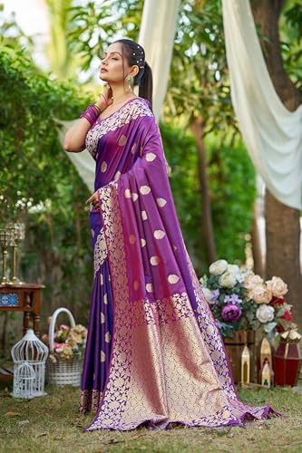Image of SWORNOF Women's kanjivaram banarasi silk saree Zari Woven for festival Wedding silk with rich pallu Design sarees for women with Unstitched blouse piece