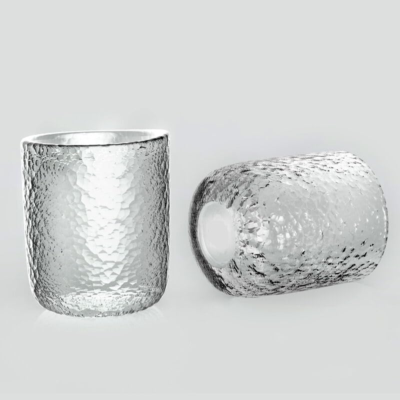 High borosilicate reinforced hammer pattern Japanese glass coffee cup,wine glass cup,2 pcs per box