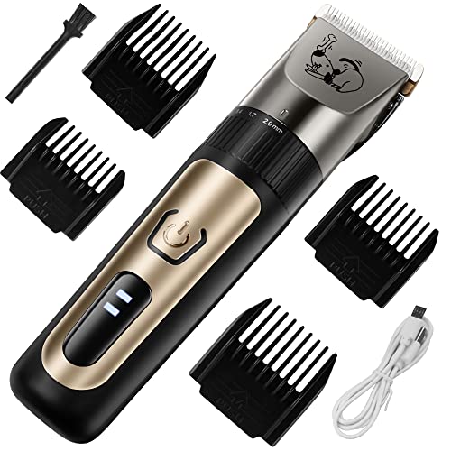 Ajelu Dog Clippers, Cordless Low Noise Rechargeable Electric Dog Grooming Clipper Kit, Adjustable Clipper Comb & Detachable Blades Dog Trimmer, Suitable For Dogs, Cats, Pets #TOP16