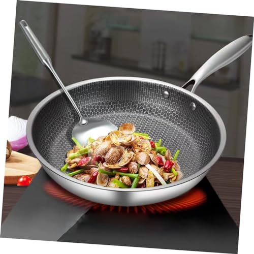 Wok de acero inoxidable con diseño de panal y mango ergonómico miniatura 6