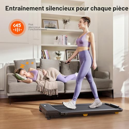 UREVO Tapis de course pour la maison avec une inclinaison de 9%, Tapis de course électrique pliable, Tapis de marche sous le bureau de 2,5 CV, mode HIIT à une touche, pour le bureau à domicile, aucun – vue 5