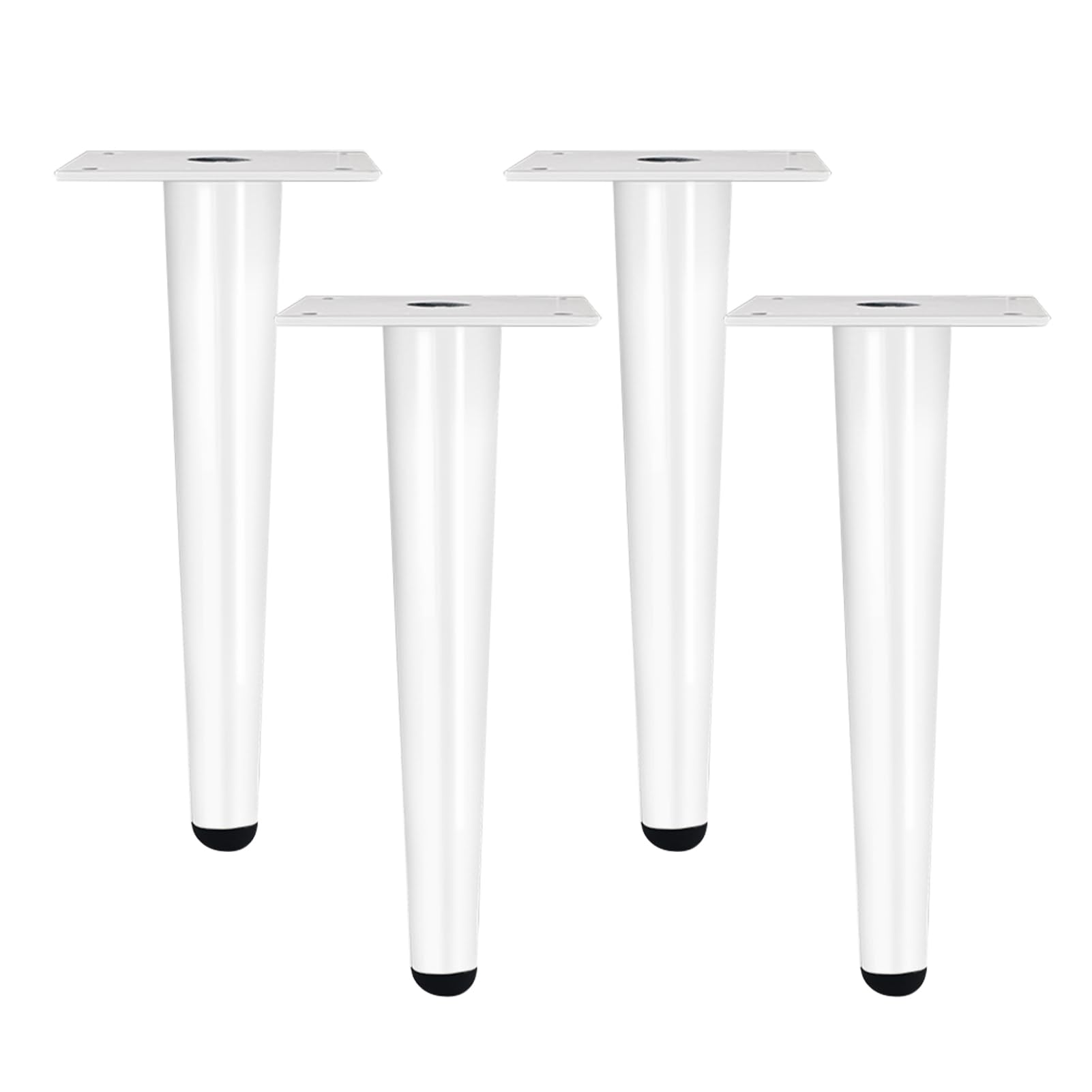 Elevadores de muebles de tubo cónico recto: 4 patas de hierro blancas con accesorios de montaje