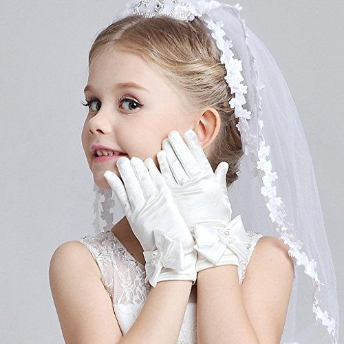 Dreamhigh Baby Girl's Stretch Satin Dress Gloves (White),One Size #TOP2