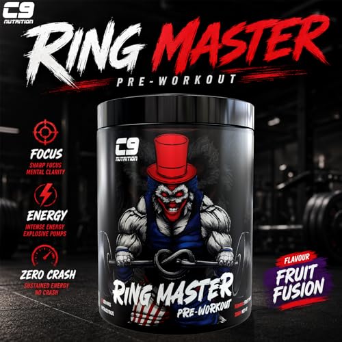 Image of C9 Nutrition Ring Master Pre Workout Powder for Men & Women - 30 Servings, 255gm, Fruit Punch | 3000mg Beta Alanine, Citrulline Malate, Taurine & Creatine | High Energy, Pump, Strength & Focus