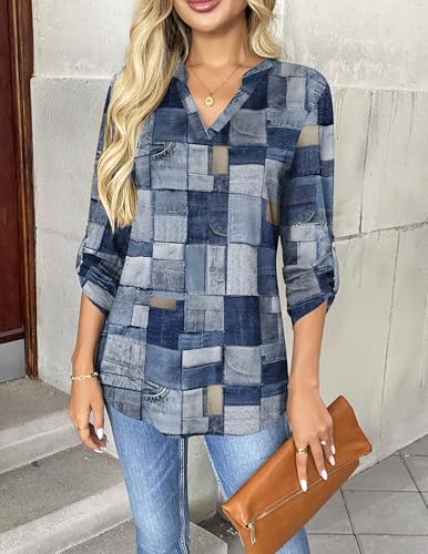Zeagoo Dressy Tops for Women Casual Long Sleeve Fall V Neck T Shirts Business Work Blouses3
