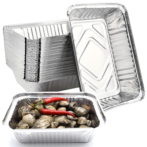 Mein HERZ 40 pcs Bandejas Aluminio Desechables, Bandejas De Papel Aluminio Para Hornear, bandejas para asar, recipientes para transportar alimentos, congelar, cocinar, 190mm×140mm×40mm
