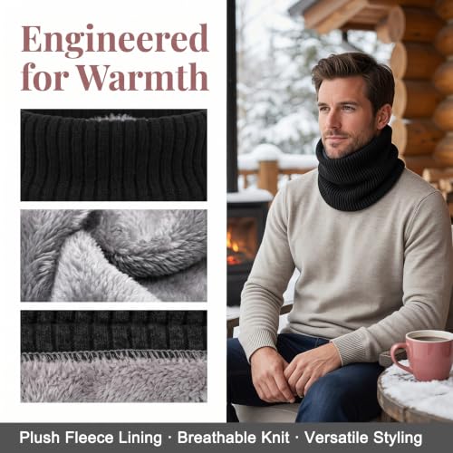 Image of Winter Fleece Neck Warmer Mens Ski Mask Face Warmer Neck Gaiter Neck Scarf Women Thick Windproof 2 Pack