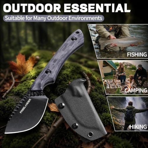 Freelander Kleines Outdoor Messer, Survival Messer mit Scheide, Lila – Ansicht 4