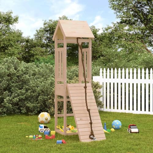 Torre de juegos de madera Mangloder para jardín infantil con columpio nido y tobogán