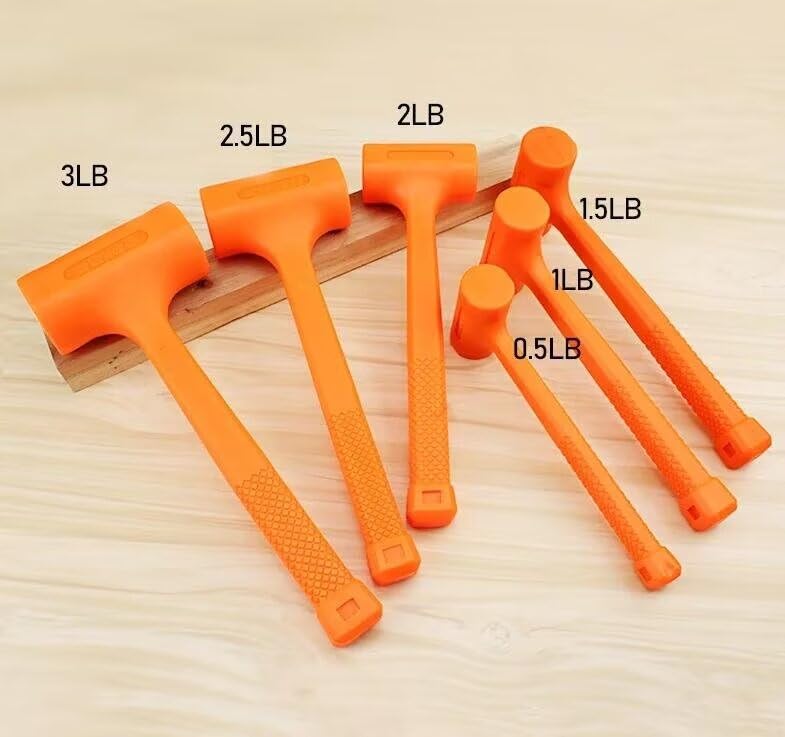 1 maillet de 0,2 à 1,8 kg en caoutchouc souple orange pour marteau Unicast en caoutchouc inélastique de montage marteau outils à main