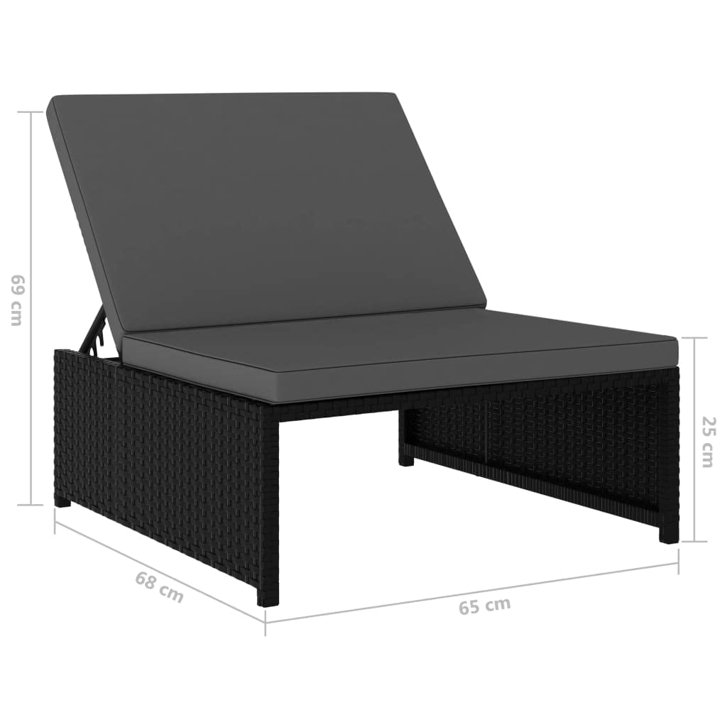 Krzesła ogrodowe ze stołem, 2 sztuki, polirattan, czarne, regulowane, odporne na warunki atmosferyczne, składane, ergonomiczne, do ogrodu, na balkon, taras, basen, kemping, do relaksu, ze