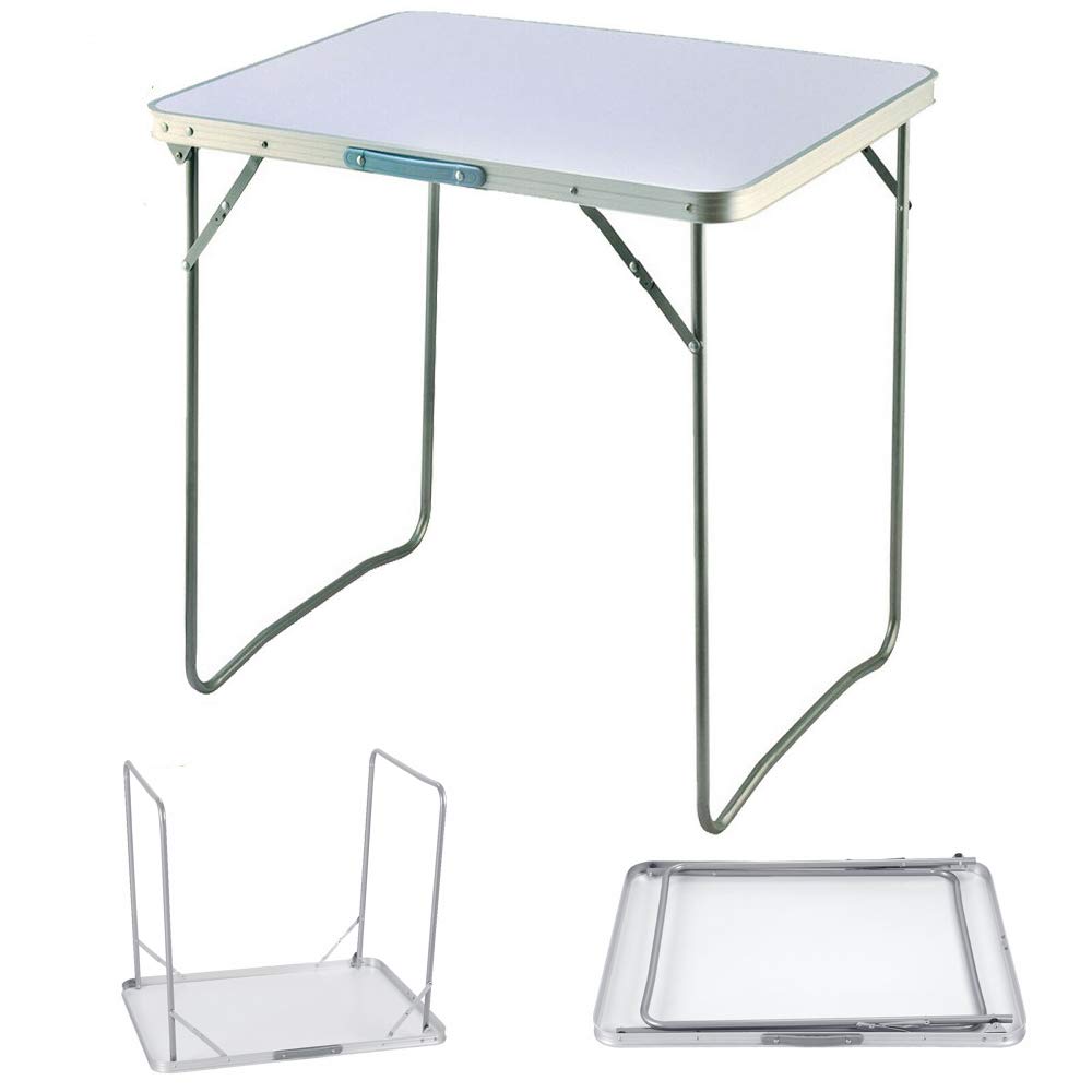 Table de camping pliante pliante portable de voyage et de camping Table de jardin Table de pique-nique pliable en aluminium avec poignée de transport pour fête intérieure en extérieur, longueur 80 cm