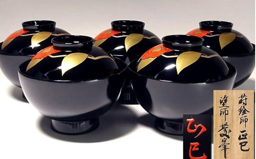 輪島 蒔絵師　菊谷正巳　塗師　慶峰作 　椿蒔絵　５客 輪島 蒔絵師 菊谷正巳 塗師 慶峰作 椿蒔絵 5客 【公式通販】