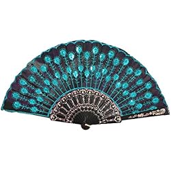 Amazon Lampara Techo Industrial YWLINK Abanicos,Abanico De La Mano Del CordóN Del Banquete De Boda De Seda Plegable Mano Ventilador De La Flor Abanico Decorativo Fan Del Baile Carnaval Estilo Chino(Cielo azul)