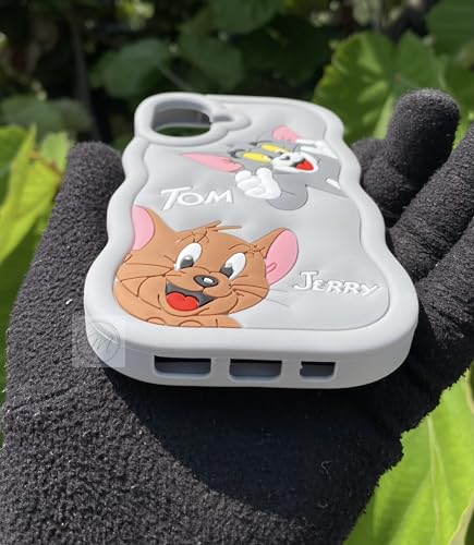 Image of MIDOS Back Cover Compatible with iPhone 16 Soft Silicone 3D Cute Cartoon Full Protective Case for iPhone 16 (Grey)