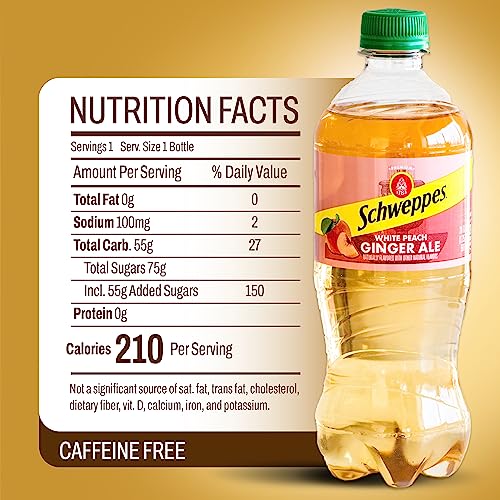 Schweppes White Peach Ginger Ale - Refreshing, Crisp, Delicious - 12, 20Oz Bottles #TOP2