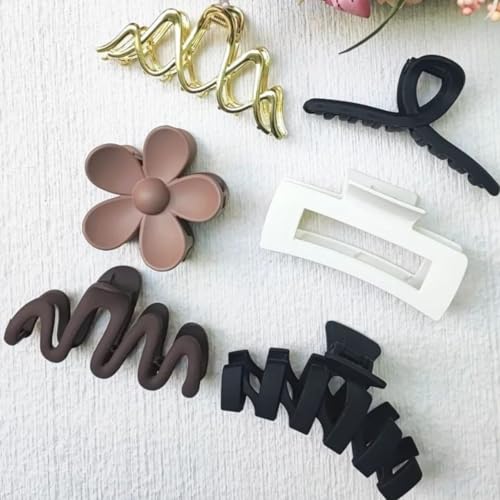 Kit 6 Presilhas De Cabelo Prendedor Grande Piranha Grampo Formato Moderno Luxo Acessório Cabelo Meni