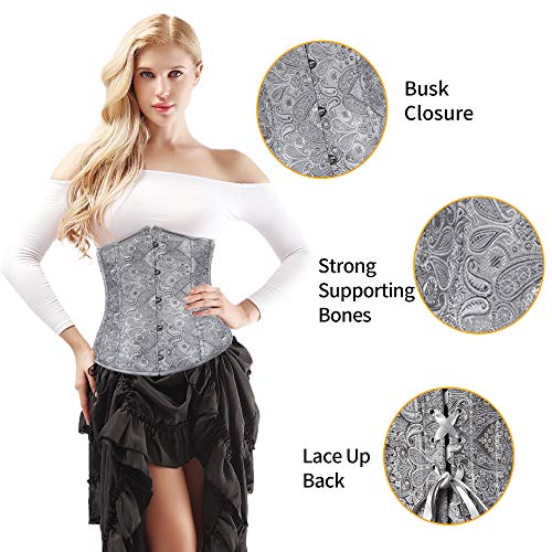 Alivila.y Fashion Womens Vintage Lace Underbust Renaissance Corset For Women 2002-Grey-Xl #TOP4