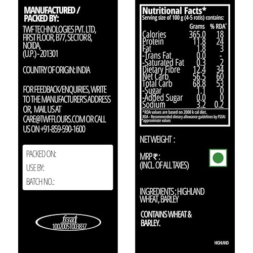 Image of TWF Everyday Roti Atta(Flour) - Guilt-Free Rotis (Highland Flour, 10 kg)