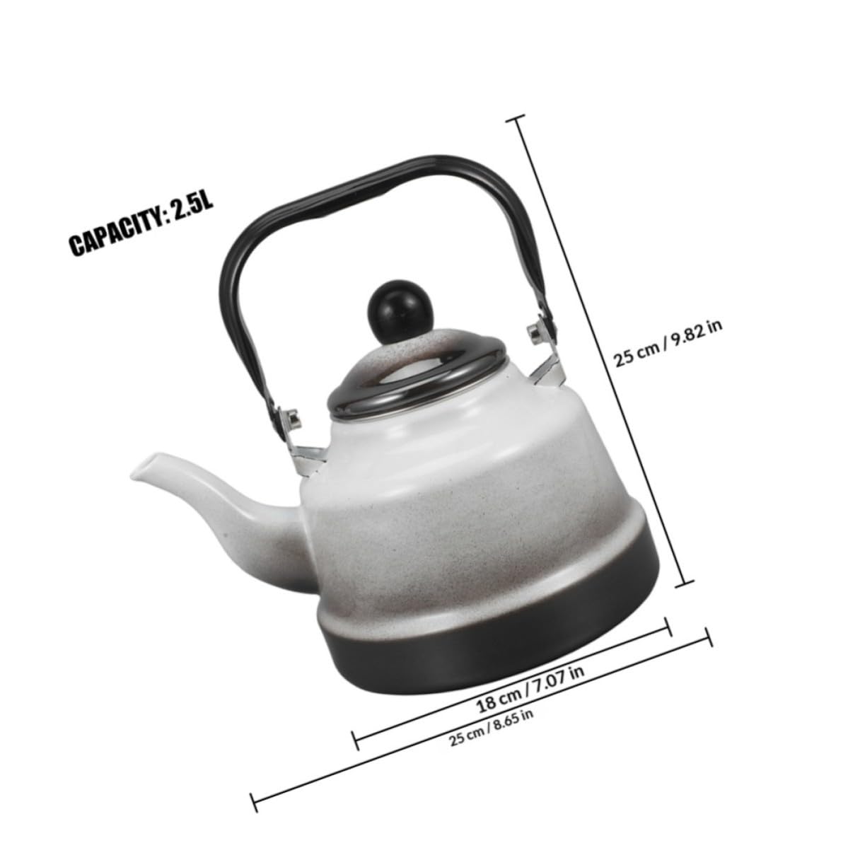 Bollitore da Tè Smaltato 2,5l con Fondo Piatto, Design Vintage