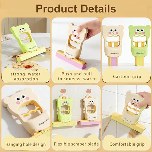 Image of Khedu Fab Cute Mini Foldable Desktop Mop | Self‑Squeeze Sponge Mop for Wet & Dry Use | Portable Cleaning Tool for Small Spaces | Kitchen, Bathroom, Glass, Living Room