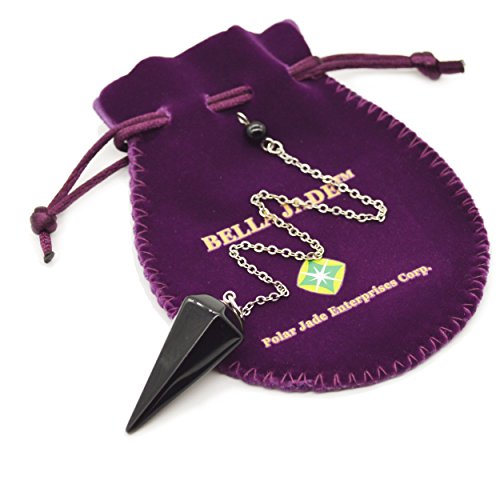 Gemstone Pendulum Made Of Natural Black Agate For Dowsing Divination Chakra Reiki. Pointed With Chain And Jewelry Pouch #TOP5