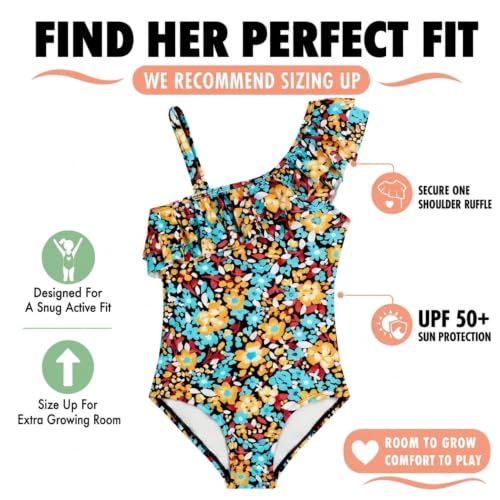 Image of Kanu Surf Girls Morgan Floral Ruffle 1-Shoulder 1-piece Swimsuit