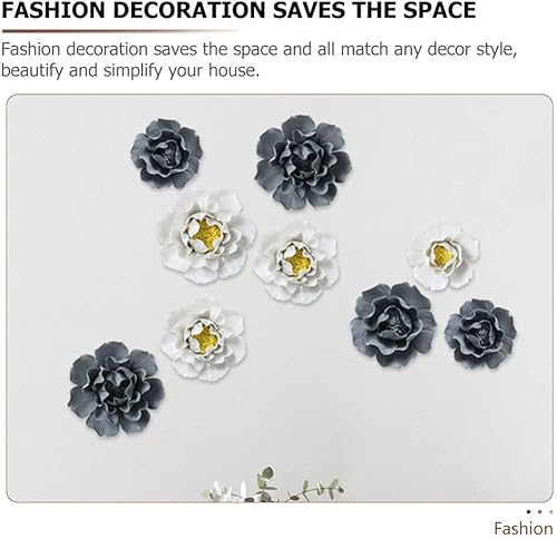 Miniatura 6 de VOSAREA Decoración de pared de margarita de cerámica, decoración de pared de flores, suculentas, decoración de pared de metal, decoración de jardín