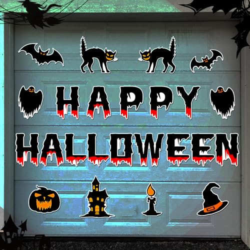 ROESIS Halloween Garage Door Magnets - 24 PCS Happy Halloween Magnetic Decorations for Garage Doors Refrigerators Metal Surfaces Cars - Festive Stickers Decals for Halloween Dcor