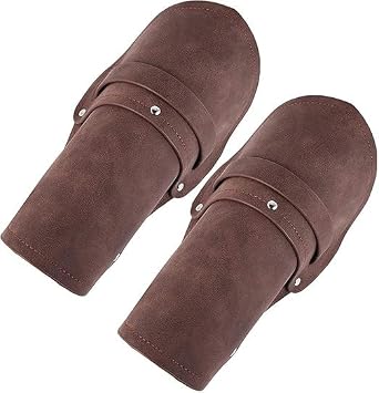 Medieval Leather Arm Guard Bracers, Brown Gauntlet Wrist Guards, Buckle Design