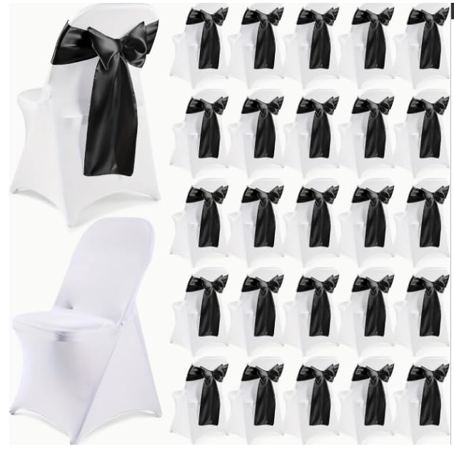 Stuhlschleifen,Stuhlschleife Hochzeit Satin-Stuhlschärpen, 24-teiliges Set, solide Stuhlschleifen, seidig weiche Stuhlbänder for Hochzeitsfeiern(Blue)