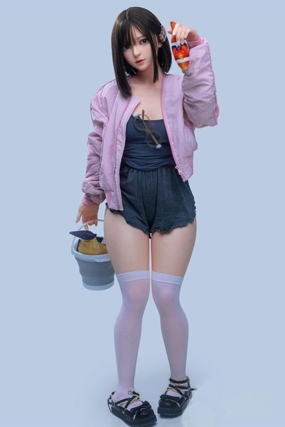 D Cup Sex Dolls, 5.36 FT Electric Full Size Sex Doll for Men Full Body with Jelly Breast Shaking Butt Feet Standing, Realistic TPE Female Torso Love Doll with an Automatic Opening