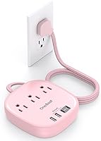 Vista 11 de Regleta de alimentación de enchufe plano, cable de extensión plano de 3 pies, 3 tomas, 4 puertos USB (2 USB-C) estación de carga de escritorio