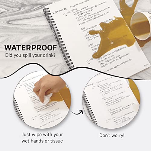 Gak. Stone Paper Notebook | No Lines Spiral Notebook Waterproof Sheet Aesthetic Journal For Note Taking | Notebooks For Work & Aesthetic School Supplies | Large Size, Black (7.2”X10.1”, 50 Sheets) #TOP2