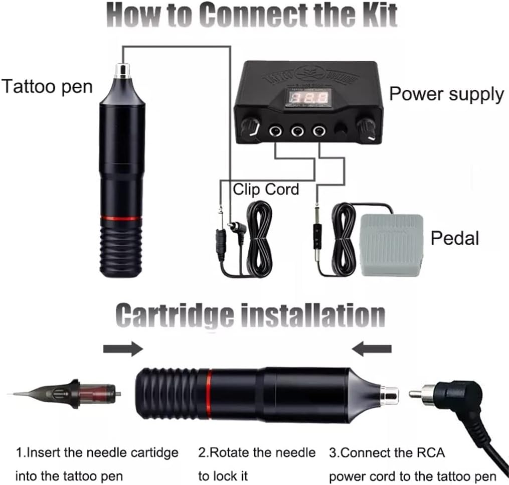 Tattoo Machines Tattoo Machine Kit Complete Rotary Pen Set Tattoo Cartridge Needles for Permanent Makeup Eyebrow Tattoo Body Artist(white-Fruit peach5)