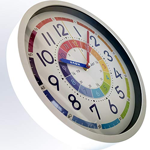 Wristart Time Teaching Clock 12 Inch Silent Wall Clock For Kids Learning Time, Silent Non-Ticking Quartz Decorative Wall Clock For Teacher's Classrooms Or Children's Bedrooms #TOP3