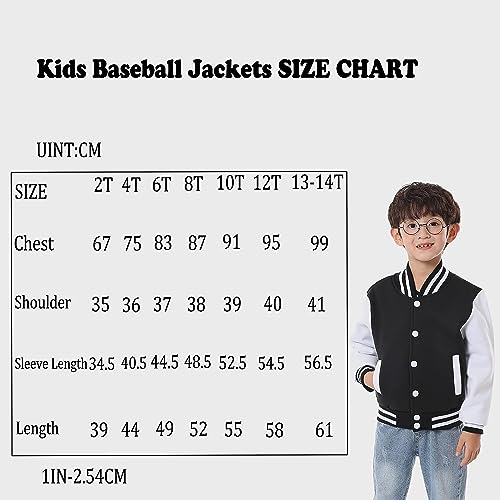 BAICAIYU Kids Baseball Jackets Boys and Girls Varsity Coat Buttons Cardigan Letter Sport Letterman School Jacket2