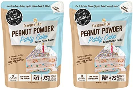 Flavored PB Co. Peanut Butter Powder, Low Carb and Only 45 Calories, All-Natural from US Farms (Party Cake 2-Pack)