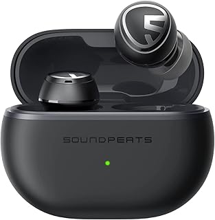 SOUNDPEATS MiniPro Fones de ouvido sem fio híbridos com cancelamento de ruído ativo ANC, QCC3040, aptX Adaptável, modo de transparência, CVC 8.0, Modo de jogo, Espelhamento TrueWireless, 21 horas