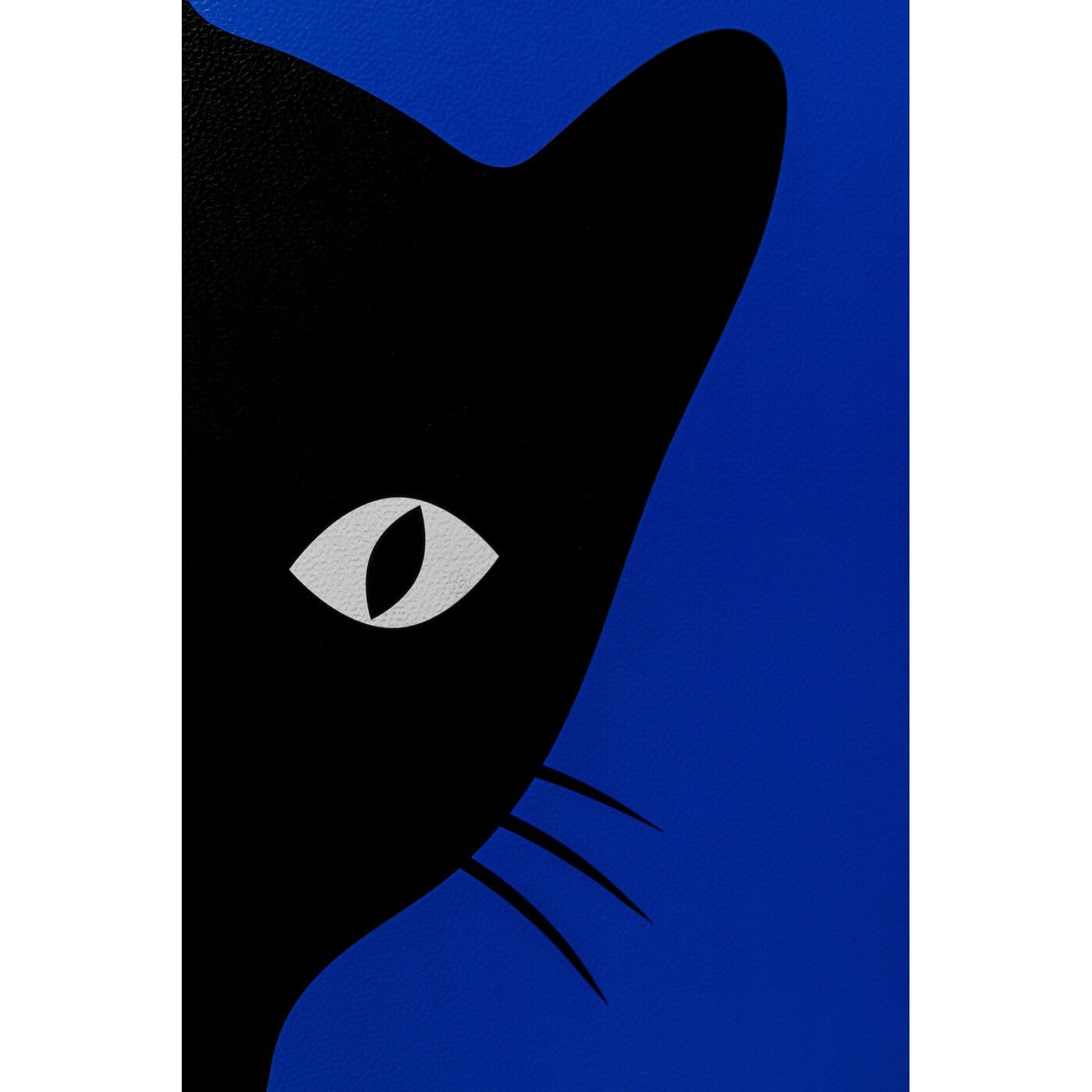 Kare Design Cuadro Ciao Gatto, Azul y Negro, Juego de 2, 40x30 cm, Rectangular, Enmarcado, Impresión Artística, Arte Abstracto Pop, Arte de Pared Moderno