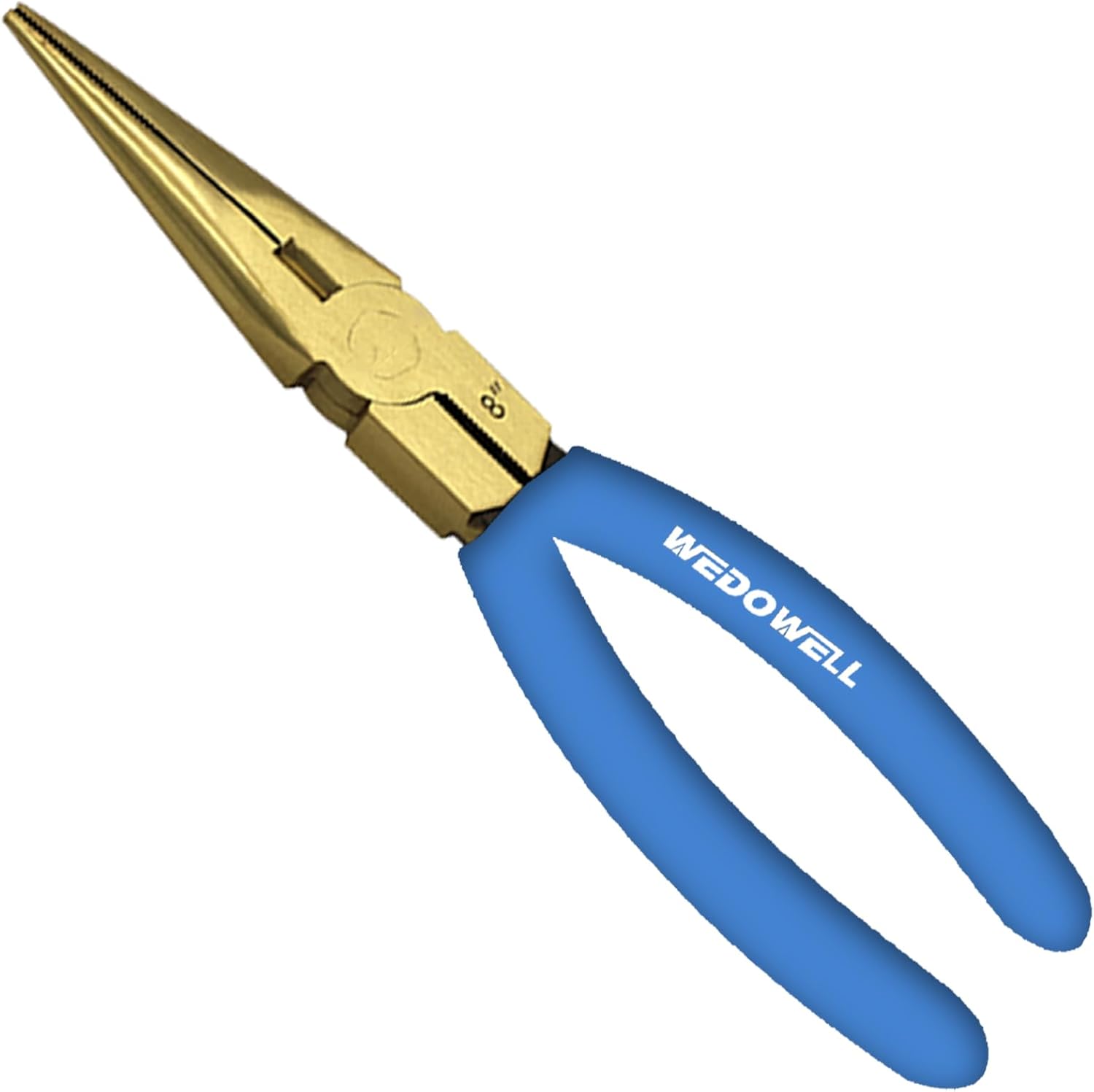 WEDOWELL 8" Needle Nose Pliers,Paper Clamp Precision,Soft Grip with Wire Cutter,Brass Long Nose Cutting Pliers for Home, Fishing, Jewelry, Crafts,Length 200mm