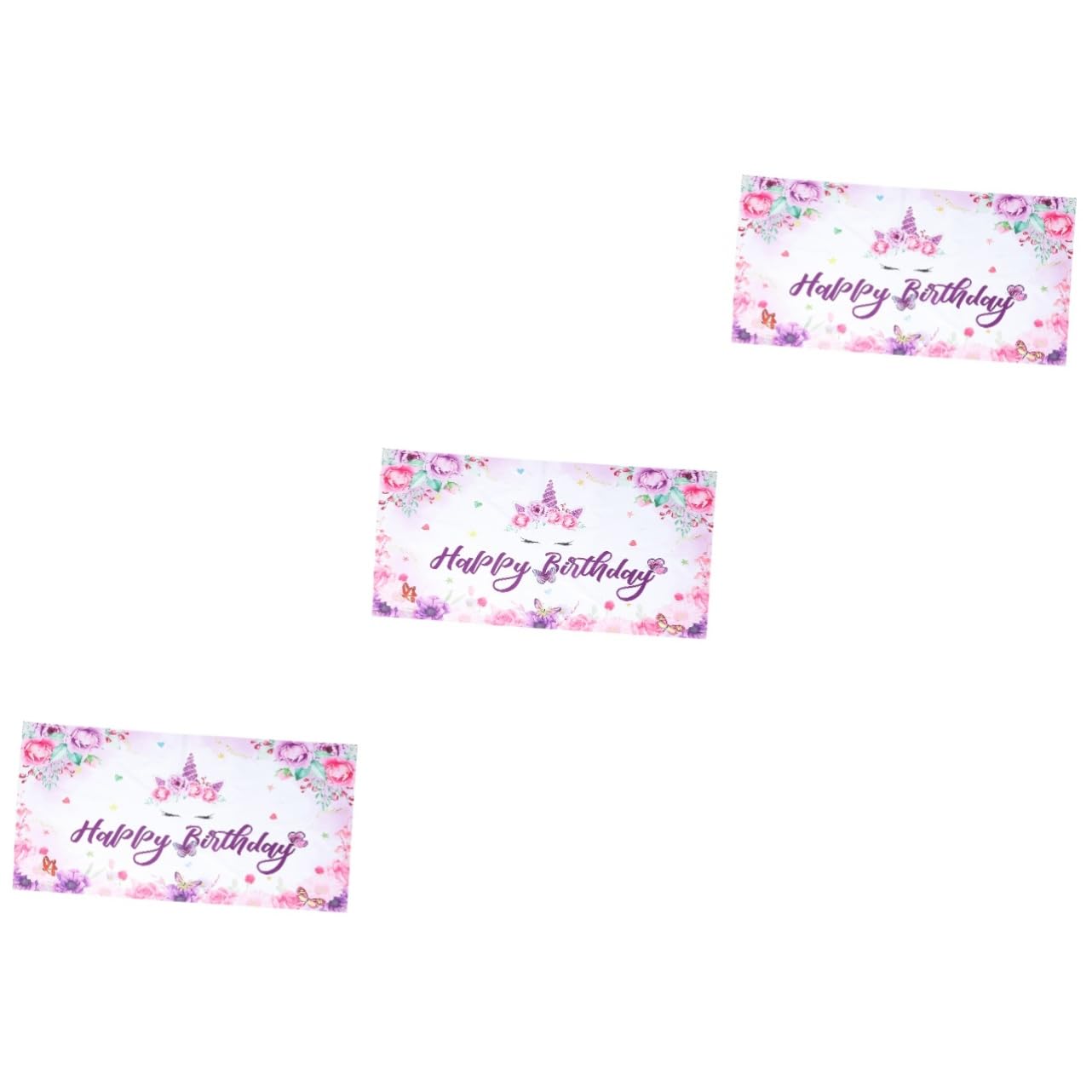 Amosfun 3 Pièces Bannière D'Anniversaire Drapeaux Suspendus Joyeux Anniversaire Bannières Toile De Fond Licorne Fête D'Anniversaire Photo Toile De Fond Joyeux Anniversaire Fête Toile De