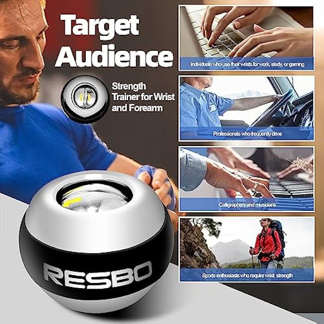 All Metal Gyro Ball, Auto Start Wrist Ball Hand Strengthener Wrist Exerciser