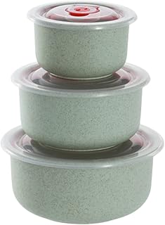 3pcs Wheat Straw Food Storage Bowl Set Microwave Safe Containers for Lunch Lightweight and Portable for Picnics and Everyday Use