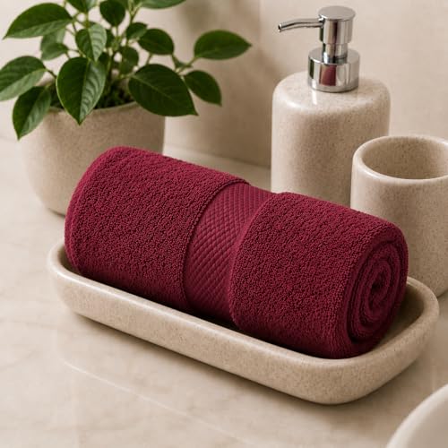 Image of Sulfar Cotton Face Towel 30x30 cm| 480 GSM Terry Ring Spun Soft & Highly Absorbent Hand Towel| Quick Dry Compact for Face, Gym & Travel| 30 x 30 Cm| Red Wine (Pack of 1)