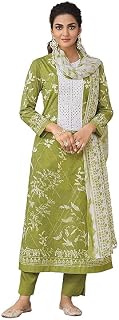 DRAVINAM Trends Women's Summer Wear Unstitched Digital Print Schiffli Neck and Handwork Pure Cambric Cotton Salwar Suit Dr... Price In India